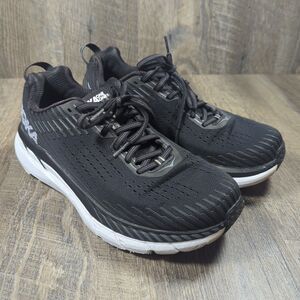 Hoka One One Clifton 5 Women's 9.5 Wide Black White Running Training Sneakers